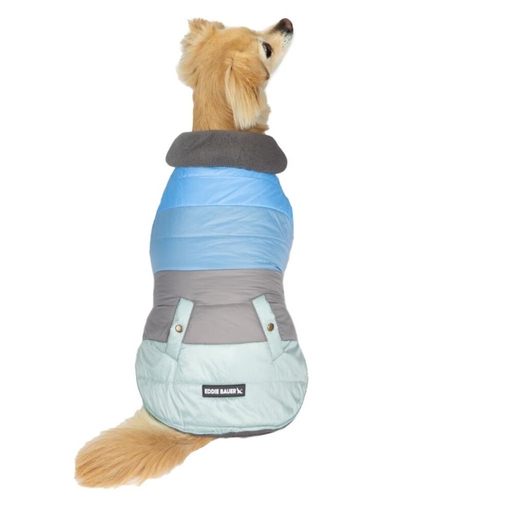Eddie Bauer Blue and Gray Dog Jacket Size Small